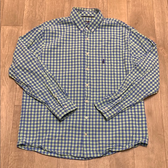 Mens Johnnie-O Gingham Button Down Long Sleeve Casual‎ Shirt - Picture 1 of 7